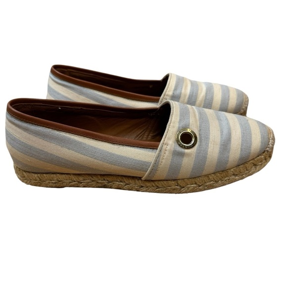 Hunter Adler Blue and White Striped Slip On Espadrilles Flats Womens Size 7 - Picture 1 of 10